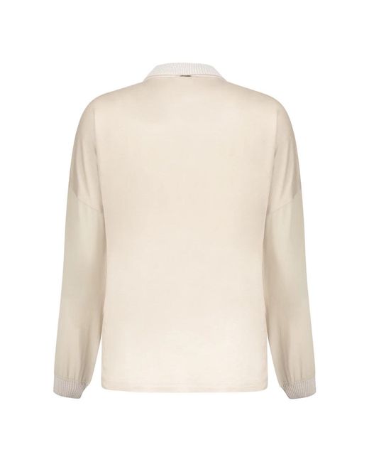 Herno Truien & Vesten ,Katoen Gestreepte Crew-Neck Blouse Met Geribbelde Kraag in het Natural