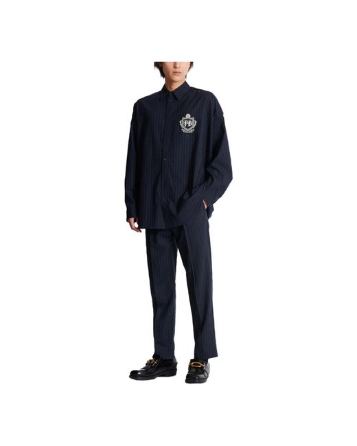 Balmain Broeken ,Blauw ,Wol Broek Met Rechte Pijpen in het Blue voor heren