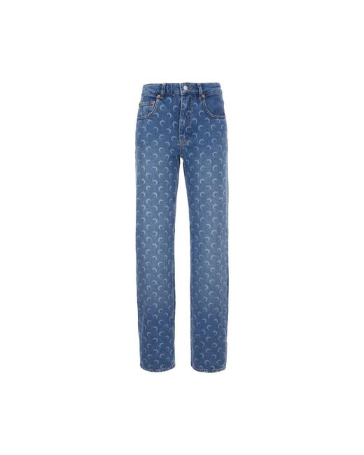 MARINE SERRE Boot-Cut Jeans in het Blue