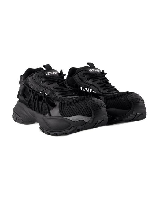Versace Black Flat Sandals for men