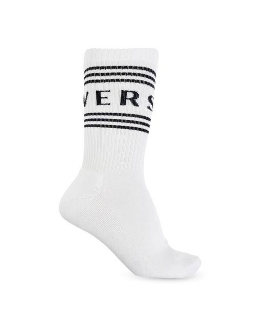 Versace Ondergoed ,Wit ,Katoen Katoenen Sokken Met Logo in het White voor heren