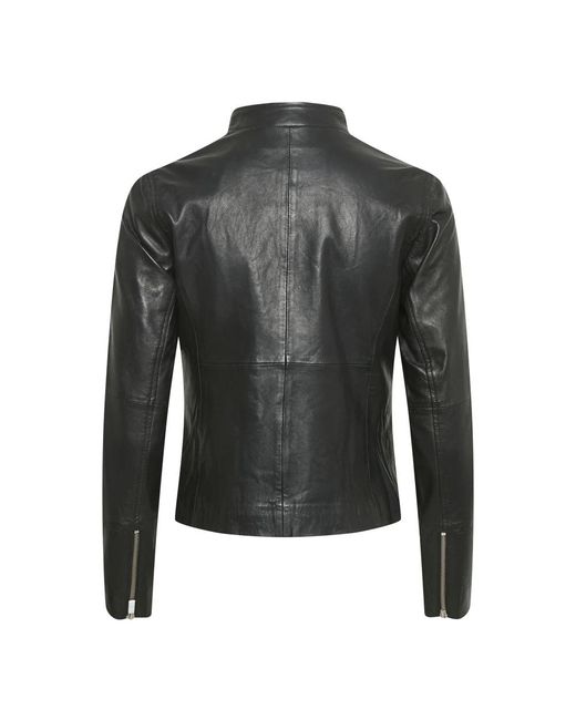 Part Two Jassen ,Zwart ,Zwarte Leren Bikerjas Frances Pw Ja in het Black