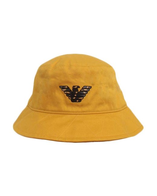 Emporio Armani Baumwoll-Eimerhut Mit Frontlogo in Yellow für Herren