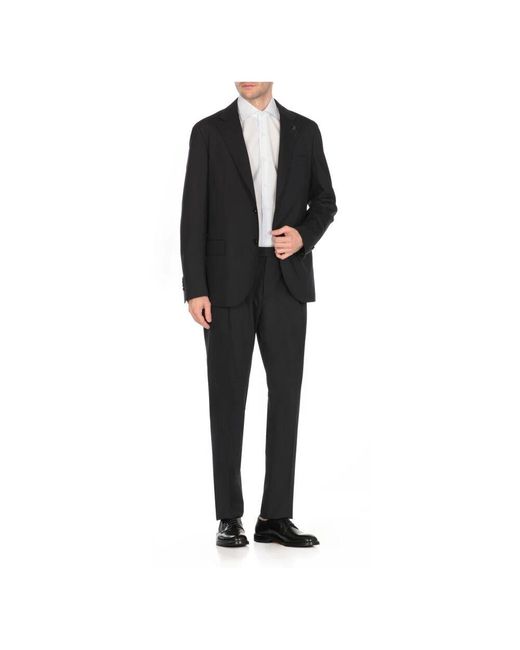 Lardini Blauer Wollanzug Mit Steigendem Revers in Black für Herren