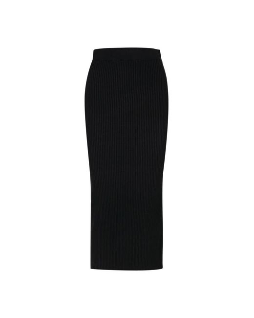 Weekend by Maxmara Rokken ,Zwart ,Katoen Zwarte Geribbelde Gebreide Hoge Taille Rok in het Black