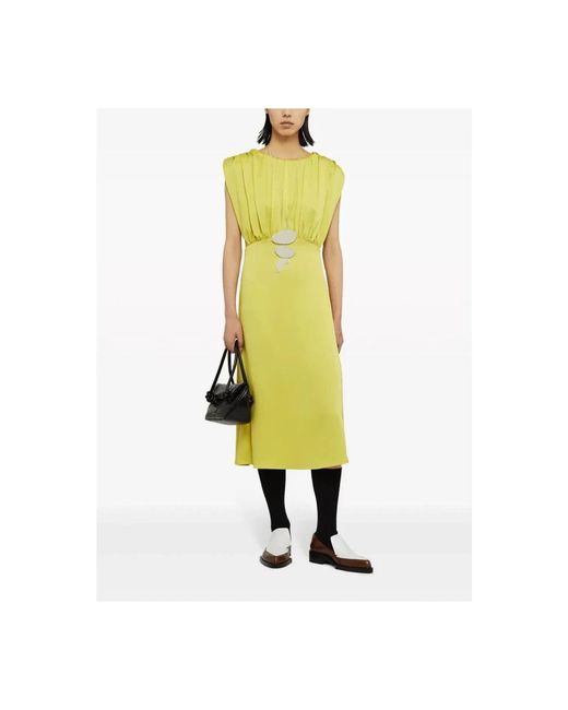 Jil Sander Kleedjes ,Geel ,Satijn Stijlvolle Jurk in het Yellow