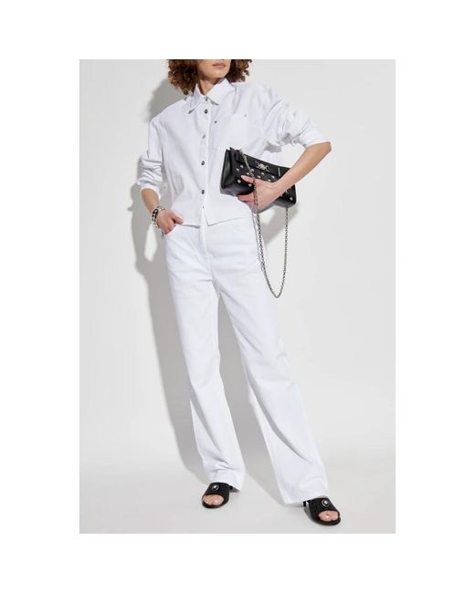 Versace Jeans ,Wit ,Katoen Rechte Pijp Jeans in het White