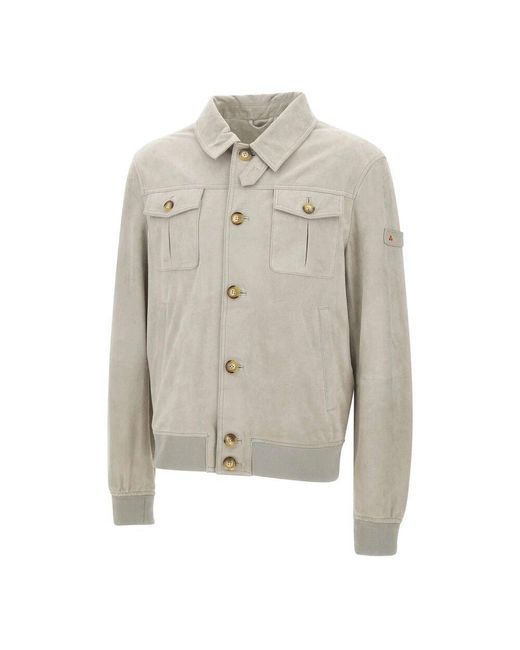 Peuterey Klassische Wildlederjacke in Gray für Herren