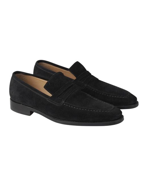 Kiton Loafers Classic Solid 100% Handmade in het Black voor heren