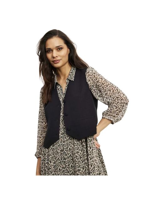 iN FRONT Jassen ,Zwart ,Polyester Lea Gilet in het Black