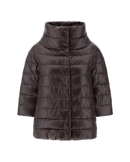 Herno Jassen ,Bruin ,Nylon Lichtgewicht Donsjack Met Drukknoopsluiting in het Brown
