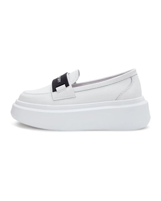 CESARE GASPARI White Platform Slip-On Loafers