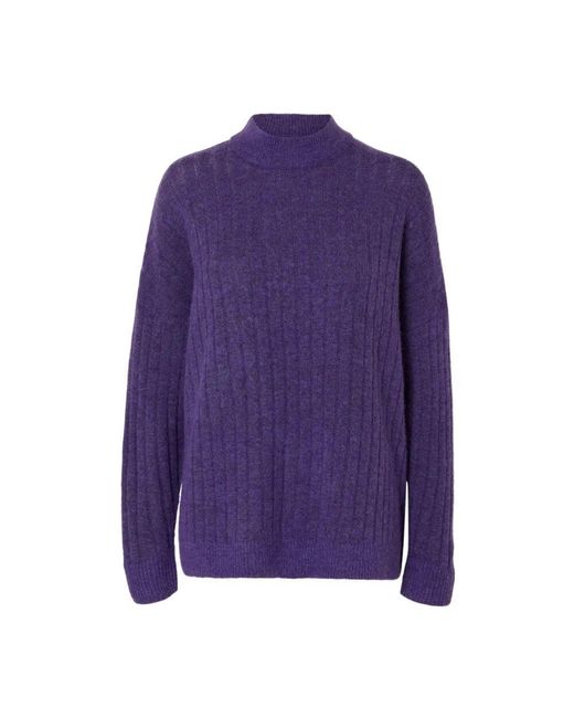 SELECTED Purple Weicher Rippstrickpullover Creme Herbst/Winter