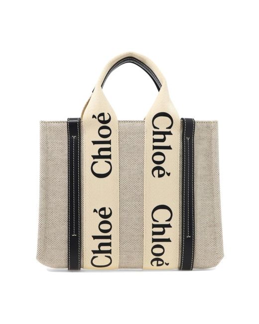 Woody borsa in lino di Chloé in Metallic