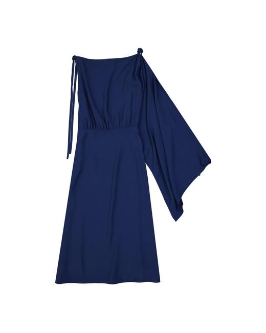 Prada Laaide Een Mouw Midi -jurk Uit in het Blue