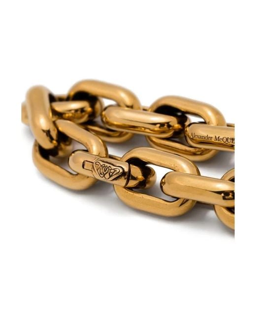 Alexander McQueen Metallic Goldenes kettenarmband inspiriert von peak tasche