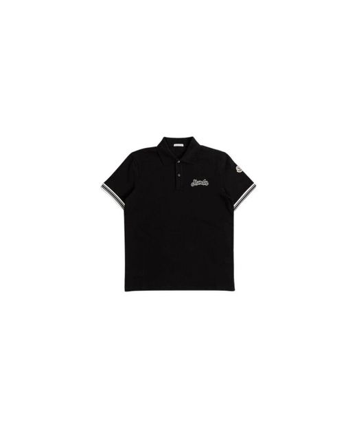 Moncler Schwarzes besticktes poloshirt in Black für Herren