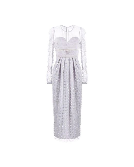 Self-Portrait White Pailletten midi kleid
