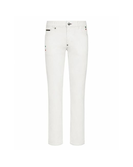 Philipp Plein Jeans ,Wit ,Katoen Slim Fit Basic Jeans in het White voor heren