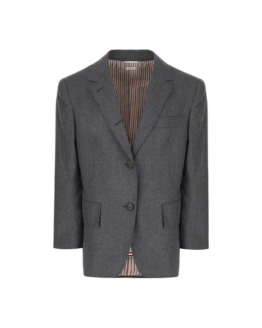 Thom Browne Solid Wool Flannel Oversized Sportcoat in het Gray