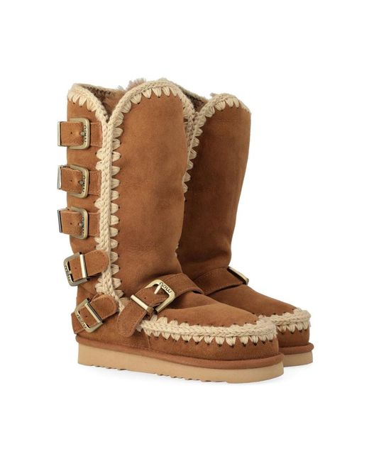 Mou Schoenen ,Bruin ,Wol Eskimo 40 Buckle Straps in het Brown