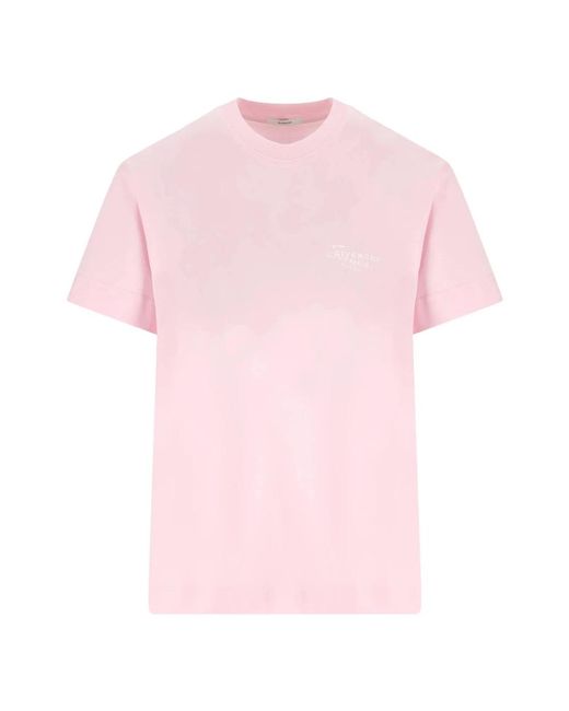 Givenchy Tops ,Roze ,Katoen T-Shirt Van Katoen Met Stamp-Print in het Pink