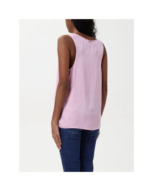 Liu Jo Pink Blaue Seidenärmellose Top