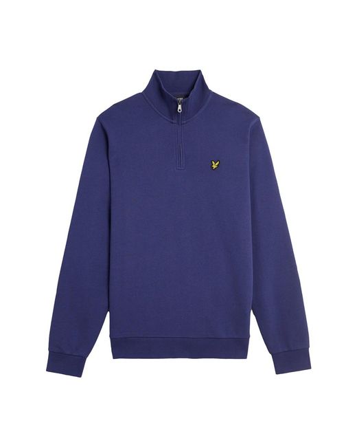 Lyle & Scott Loopback 1/4 Zip Sweat in het Blue voor heren