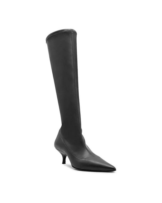 Gia Borghini Black Schwarze Kitten Heel Stiefel Mit Spitzer Zehe