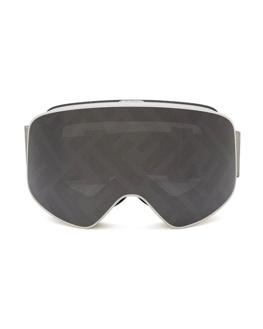 Fendi Gray Weiße Acetat Skimaske Mit Grauen Ff-Musterlinsen