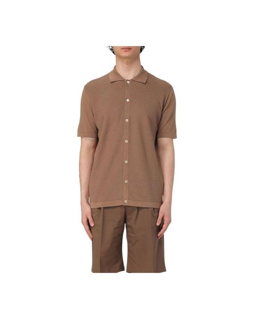 Corneliani Gestricktes Poloshirt Knopfverschluss in Brown für Herren