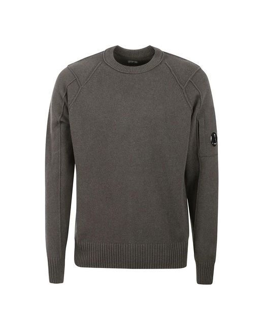 C P Company Gray Round-Neck Knitwear for men