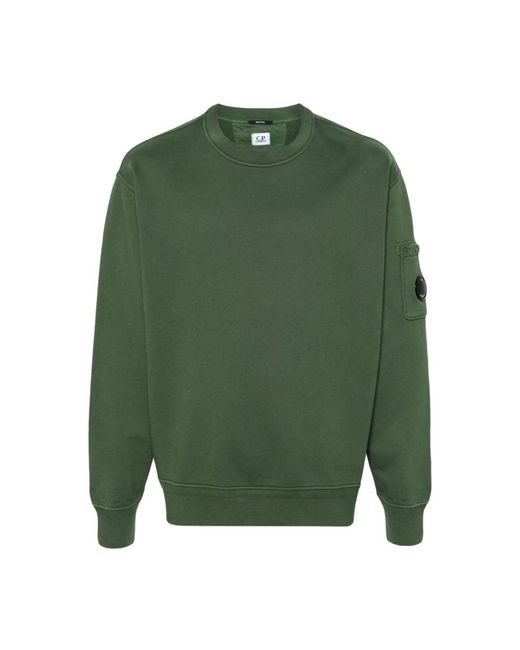 Diagonal fleece lens sweatshirt di C P Company in Green da Uomo