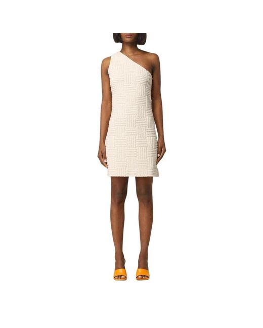 Bottega Veneta Natural Elegantes One-Shoulder Minikleid