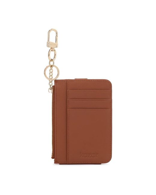 Kazar Accessoires ,Bruin ,Leer Compact Leren Portemonnee Met Karabijnhaak in het Brown