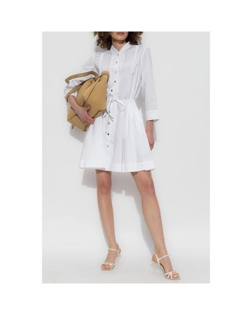 Tory Burch White Minikleid Aus Baumwollpopeline Mit Falten Zum Binden