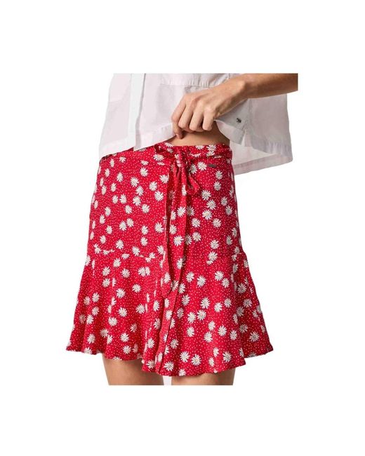 Pepe Jeans Red Short Skirts