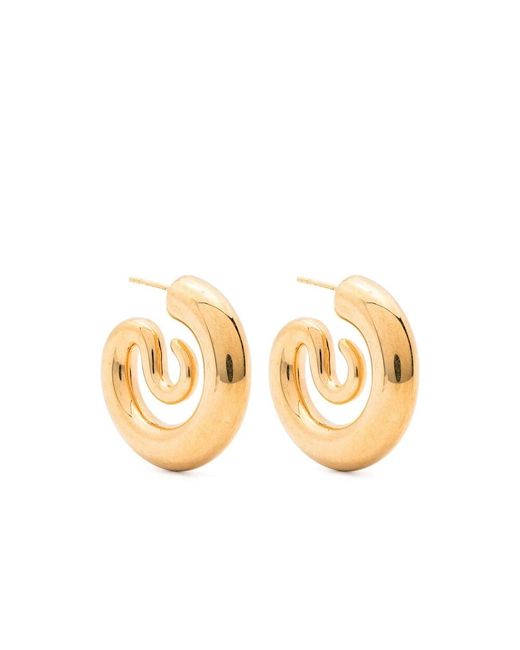 Panconesi Accessoires ,Geel ,Goudkleurige Hoop Oorbellen Met Gepolijste Afwerking in het Metallic