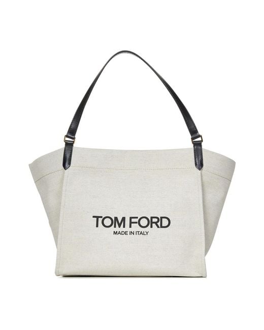 Tom Ford Metallic Weiße taschen mit magnetischem verschluss und lederriemen
