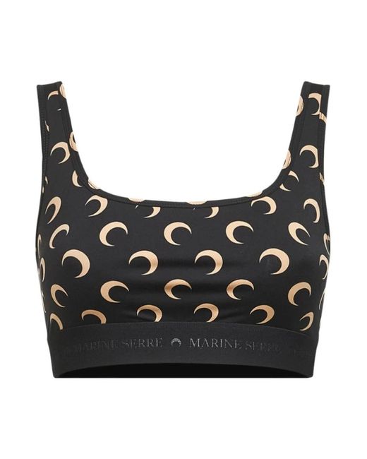 MARINE SERRE Black Sleeveless Tops