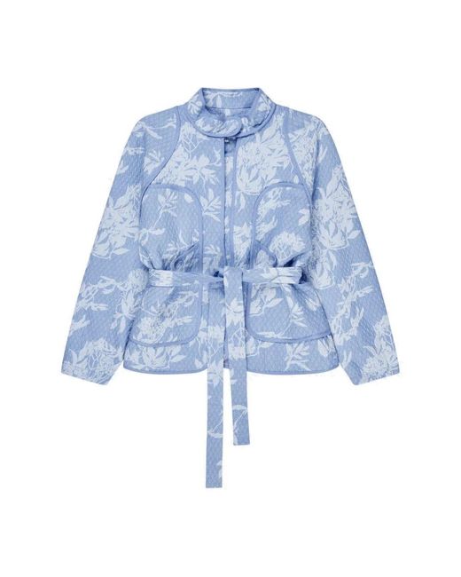 Munthe Blue Gepolsterte blumenjacke mit gürtel