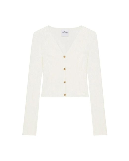 Courreges Truien & Vesten ,Wit ,Witte Logo V-Hals Trui in het White