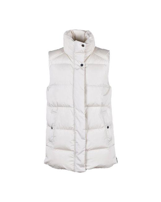 Woolrich White Steppweste Ärmellos Reißverschluss Federfutter