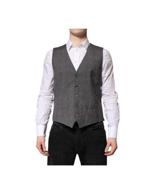 Dolce & Gabbana Klassische Karierte Weste in Gray für Herren