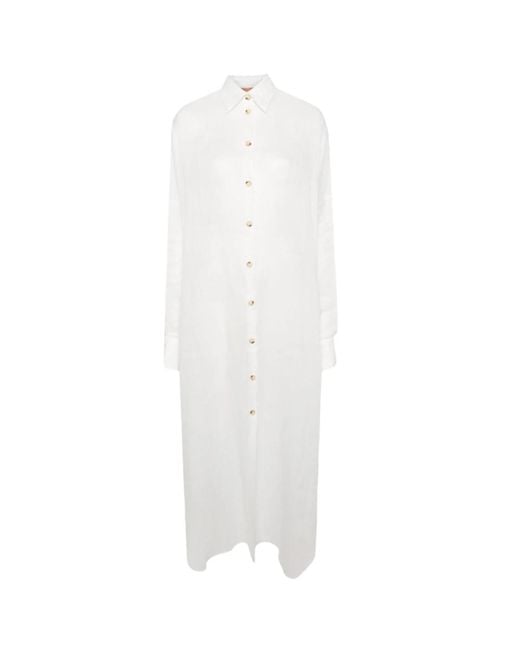 Vestido maxi kaftan de ramie blanco Ermanno Scervino de color White