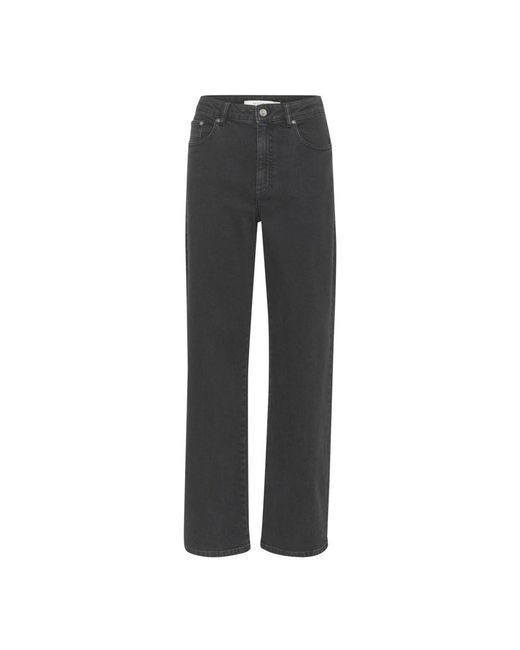 Gestuz Jeans ,Grijs ,Wijde Pijp Antracietgrijze Jeans in het Gray