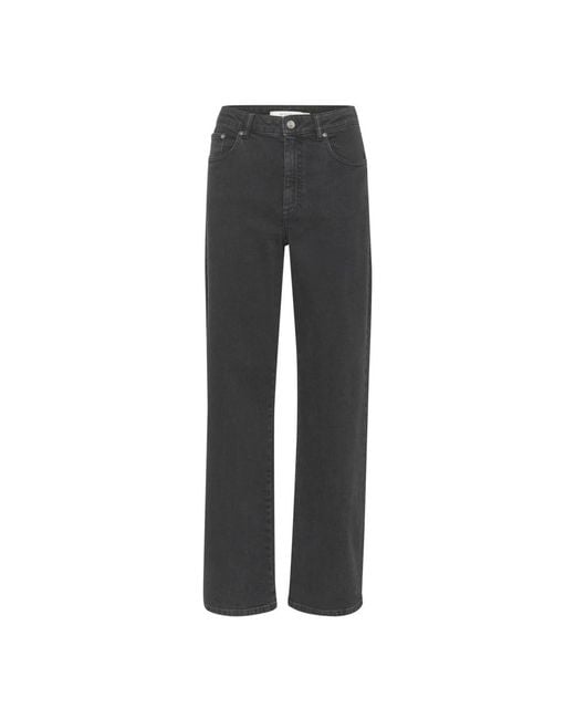 Gestuz Jeans ,Grijs ,Wijde Pijp Antracietgrijze Jeans in het Gray