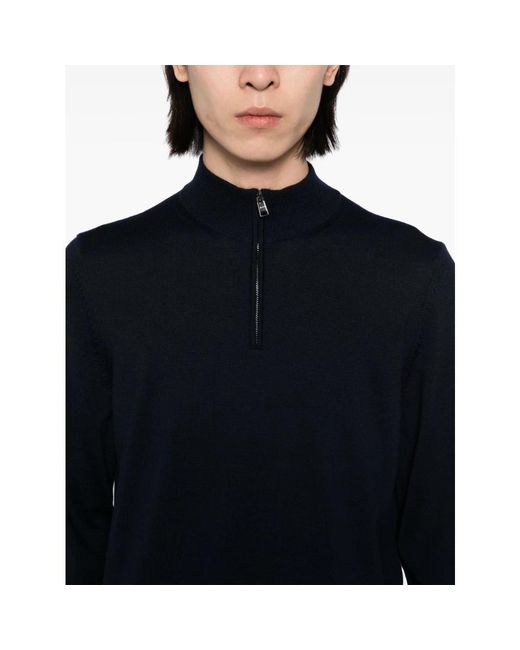 HUGO Truien & Vesten ,Blauw ,Wol Ebenji Half-Zip Sweater in het Blue voor heren