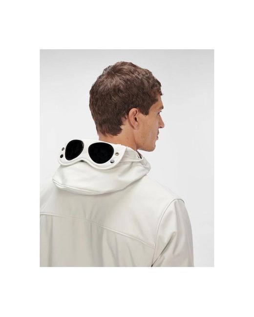 C P Company Soft Shell Pearl Hooded Jacket in het White voor heren