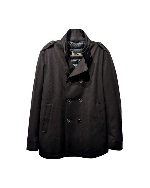 Herno Black Double-Breasted Coats for men